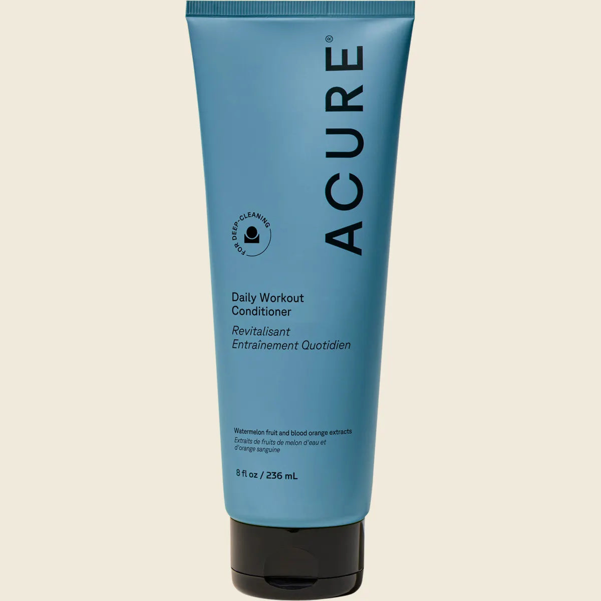 ACURE Daily Workout Watermelon and Blood Orange Conditioner 236ml tube with a blue and orange label.
