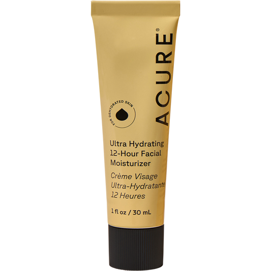 30ml tube of ACURE Ultra Hydrating 12 Hour Facial Moisturizer for dry skin with adaptogens and supergreens.