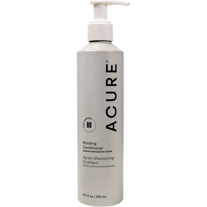 250ml tube of ACURE Bonding Conditioner with cocoa butter and chia seed for hair restoration on a white background.