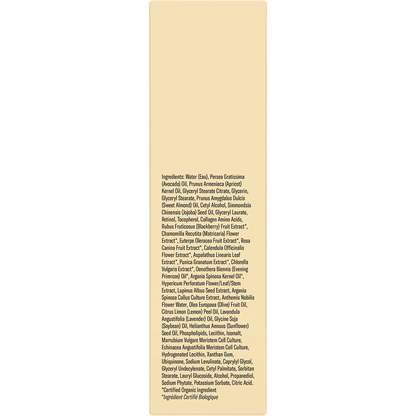 Back of ACURE Revived Radiance Overnight Mask box showing product details, directions, and full ingredient list.