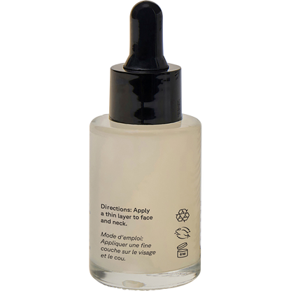 Back of ACURE Zombie Cell Clarifying Serum bottle showing ingredients, directions, and hero ingredient callouts.