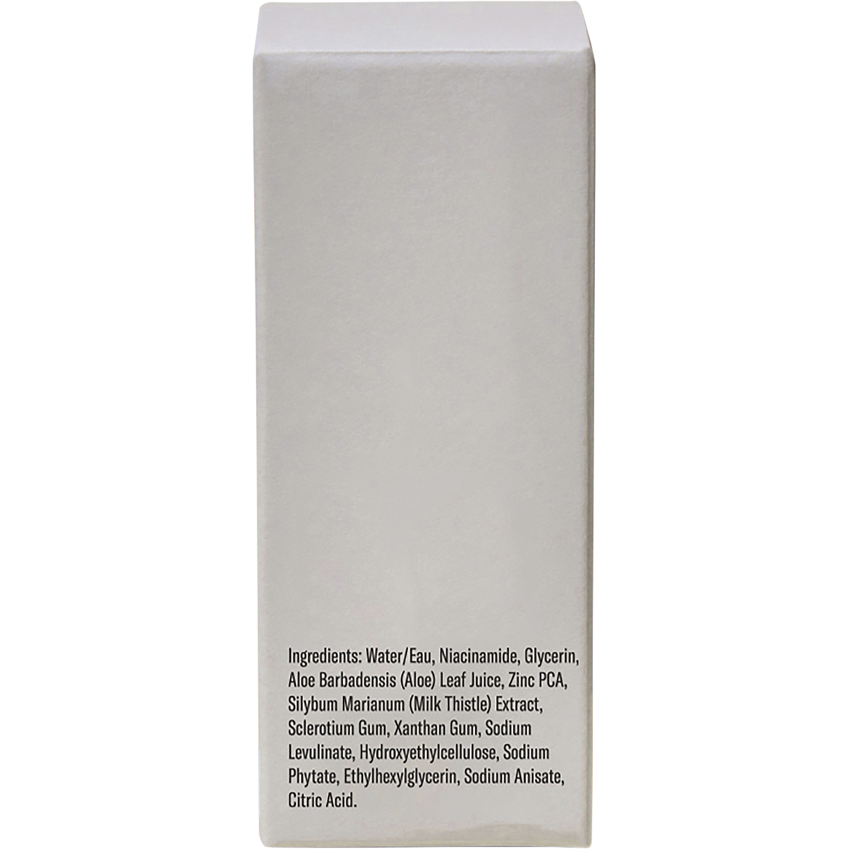 Back of ACURE Zombie Cell Clarifying Serum box showing ingredients, directions, and product certifications.