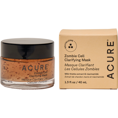 40ml jar and box of ACURE Zombie Cell Clarifying Mask on a white background.