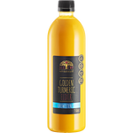 750ml bottle of Alchemy Golden Turmeric Elixir Unsweetened with a vibrant yellow label and black cap.