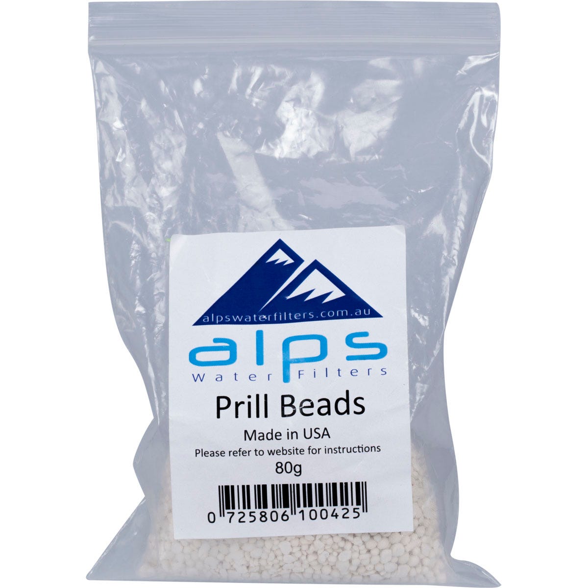 80g bag of Alps Prill Beads, an all-natural organic energy enhanced water purifier and reconditioner.