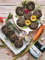 Golden-brown tofu patties served on a plate, showcasing a recipe using EveryMite Reduced Aussie Salt spread.