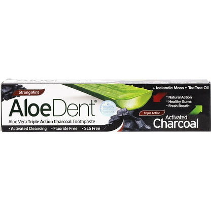 Aloe Dent Toothpaste Fluoride Free Triple Action Charcoal 100ml Payless 4 Organics