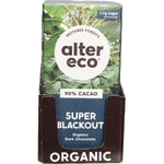 75g bar of Alter Eco Organic Dark Super Blackout 90% cacao chocolate in a dark wrapper on a white background.