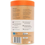 Amazonia Raw 1kg tub of Gentle Digest Paleo Protein Chocolate with botanical illustrations on a white background.