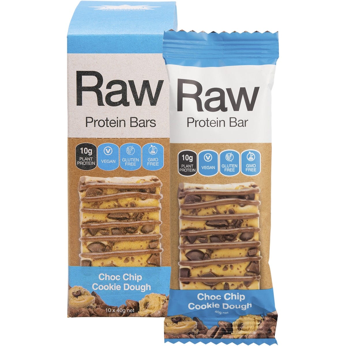 Amazonia Raw Protein Bar Choc Chip Cookie Dough 40g (Pack of 10) Payless 4 Organics