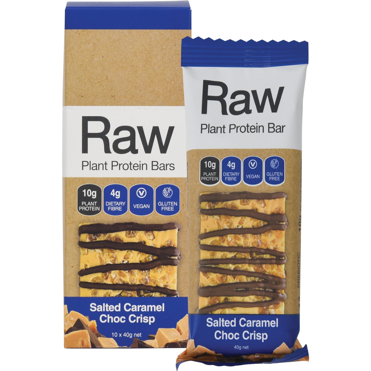 Amazonia Raw Protein Bar Salted Caramel Choc Crisp 40g (Pack of 10) Payless 4 Organics