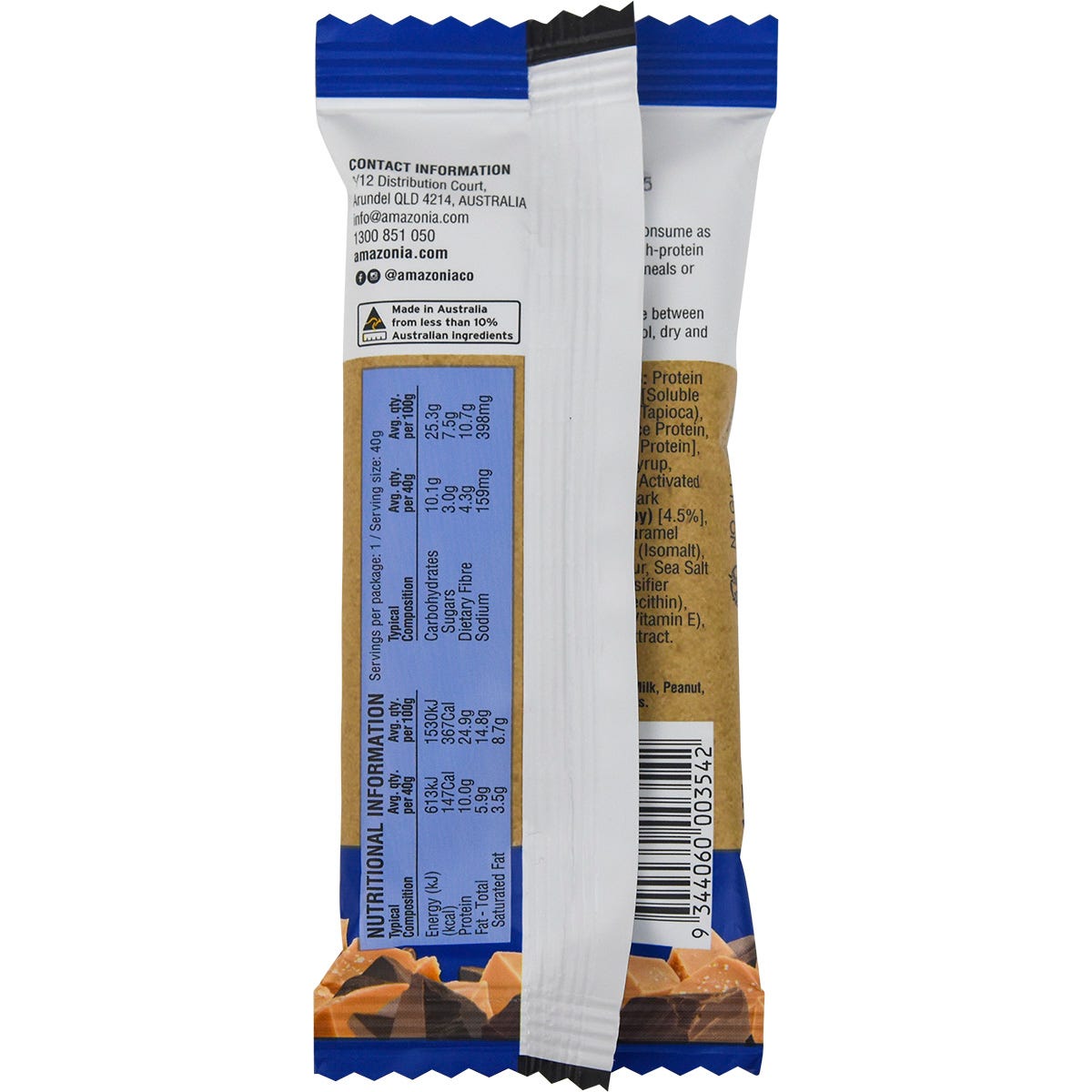 Amazonia Raw Protein Bar Salted Caramel Choc Crisp 40g (Pack of 10) Payless 4 Organics