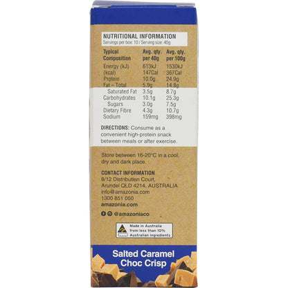 Amazonia Raw Protein Bar Salted Caramel Choc Crisp 40g (Pack of 10) Payless 4 Organics