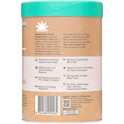 Amazonia Raw Protein Collagen Plus Choc Hazelnut 750g Payless 4 Organics