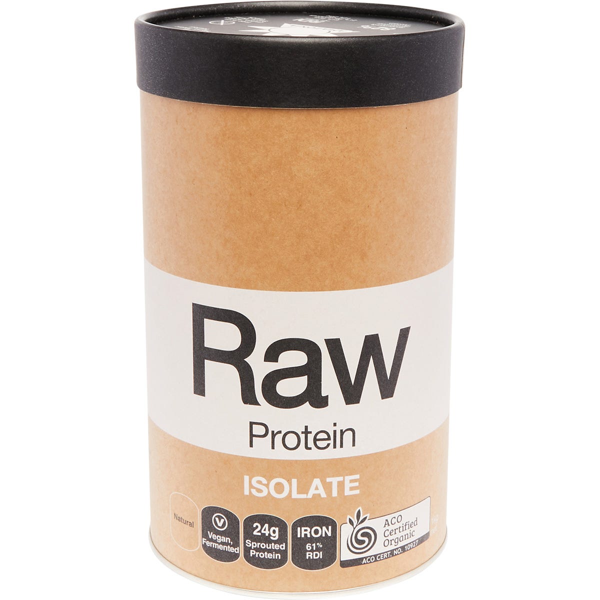 1kg tub of Amazonia Raw Protein Isolate Natural, a plant-based organic protein powder with a smooth, neutral finish.