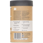 500g tub of Amazonia Raw Protein Isolate Natural featuring a white container with gold and green botanical illustrations.