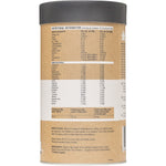500g tub of Amazonia Raw Protein Isolate Natural on a white background with gold and green botanical designs.