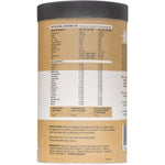1kg tub of Amazonia Raw Protein Isolate Vanilla on a white background with organic botanical illustrations.