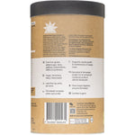 1kg tub of Amazonia Raw Protein Isolate Vanilla on a white background with organic botanical illustrations.