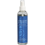 Ancient Minerals Magnesium Oil Full Strength 237ml spray bottle with white and blue label on a white background.