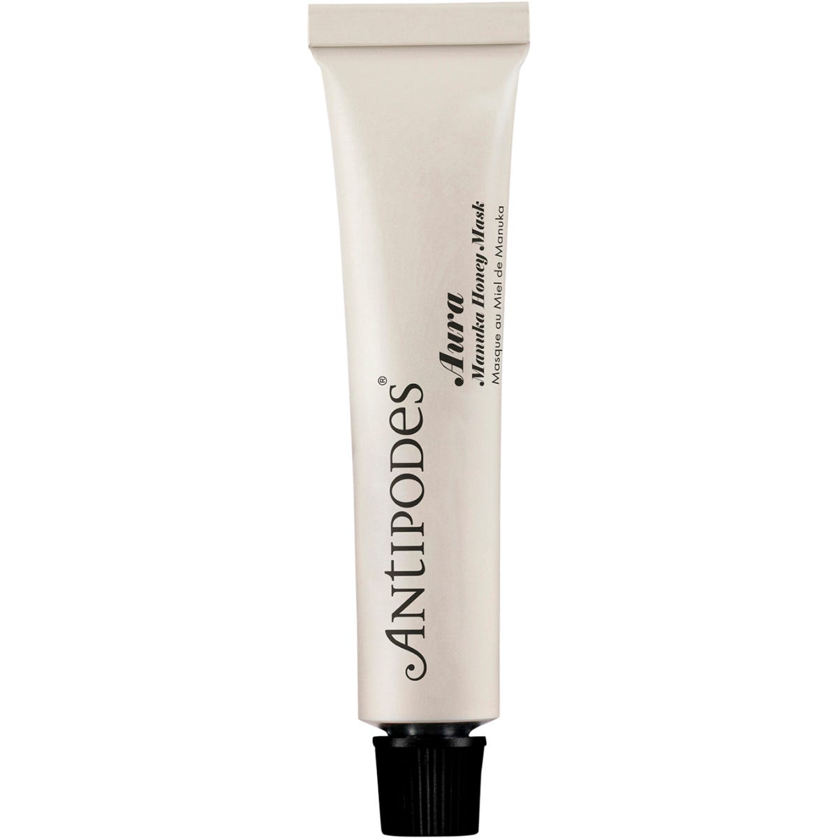 Antipodes Aura Manuka Honey Mask 15ml mini tube on a white background.