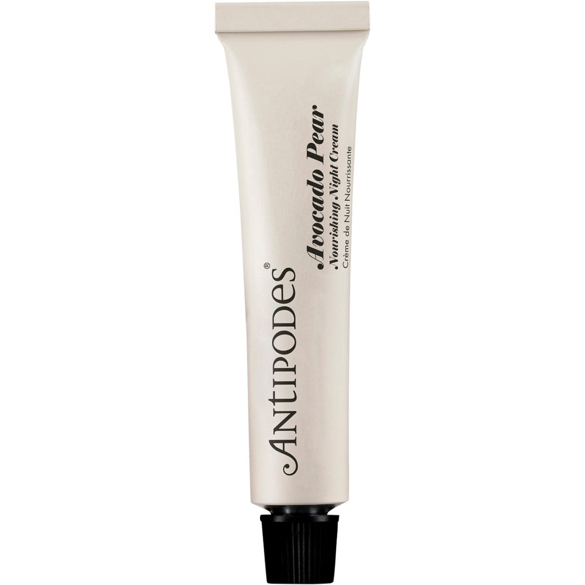 Antipodes Avocado Pear Nourishing Night Cream 15ml mini tube showing the front label on a white background.