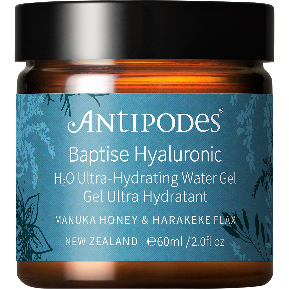 Pink Antipodes Baptise H2O water gel in a 60ml glass jar with a black lid and white box.