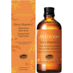 Antipodes Glory Vitamin C Triple-Action Glow Toner 100ml glass bottle with a yellow and green botanical label.