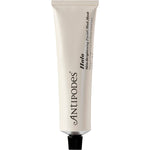 Antipodes Halo Skin-Brightening Facial Mud Mask in a white and green 75ml tube against a plain white background.