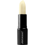Antipodes 4g Kiwi Seed Oil Lip Conditioner tube featuring a white and green design on a clean white background.