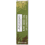 Antipodes 4g Kiwi Seed Oil Lip Conditioner tube featuring a white and green label on a white background.