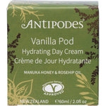 60ml jar of Antipodes Vanilla Pod Hydrating Day Cream with a black lid on a clean white background.