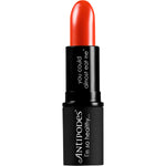 Antipodes West Coast Sunset Lipstick in a black tube, shown with its matching orange-red product box.