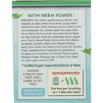Back label of Auromere Fresh Mint Ayurvedic toothpaste jar showing ingredients and usage instructions.
