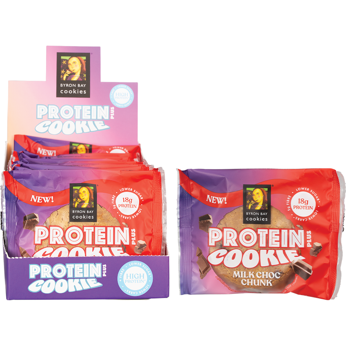 Byron Bay Cookies Protein Cookie Milk Choc Chunk 60g (Pack of 12)