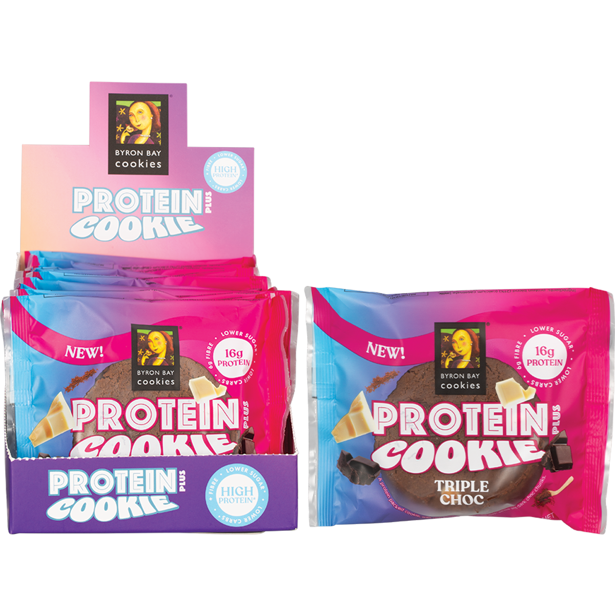 Byron Bay Cookies Protein Cookie Triple Choc 60g (Pack of 12)