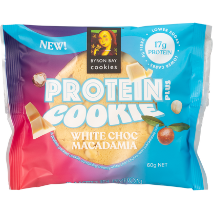 Byron Bay Cookies Protein Cookie White Choc Macadamia 60g (Pack of 12)