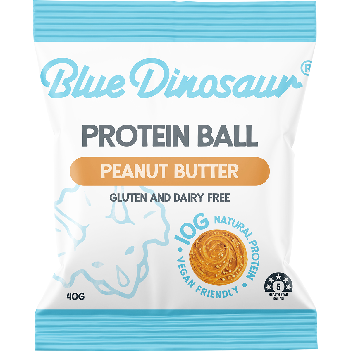 Blue Dinosaur Peanut Butter Protein Ball 40g (Pack of 12)