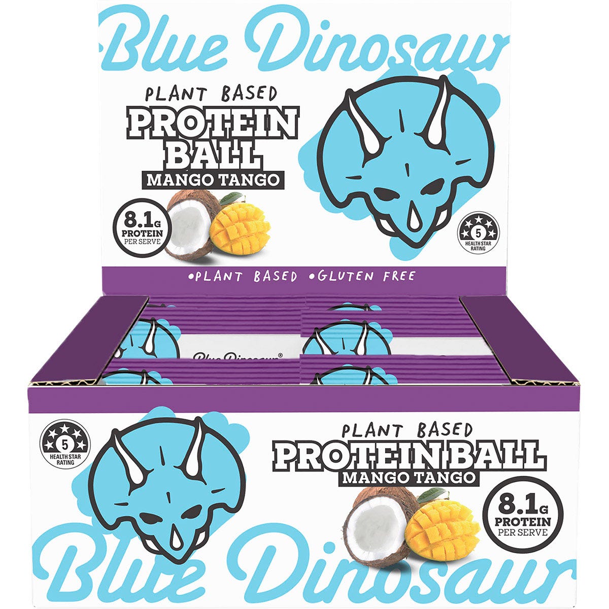 Blue Dinosaur Protein Ball Mango Tango 40g (Pack of 12)