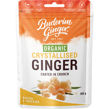 Buderim Ginger Organic Crystallised Ginger Coated in Crunch 100g