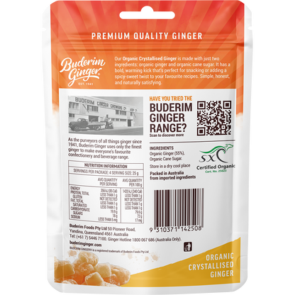 Buderim Ginger Organic Crystallised Ginger Coated in Crunch 100g