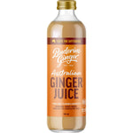 350ml bottle of Buderim Ginger Australian Ginger Juice with a yellow label and a picture of fresh ginger.