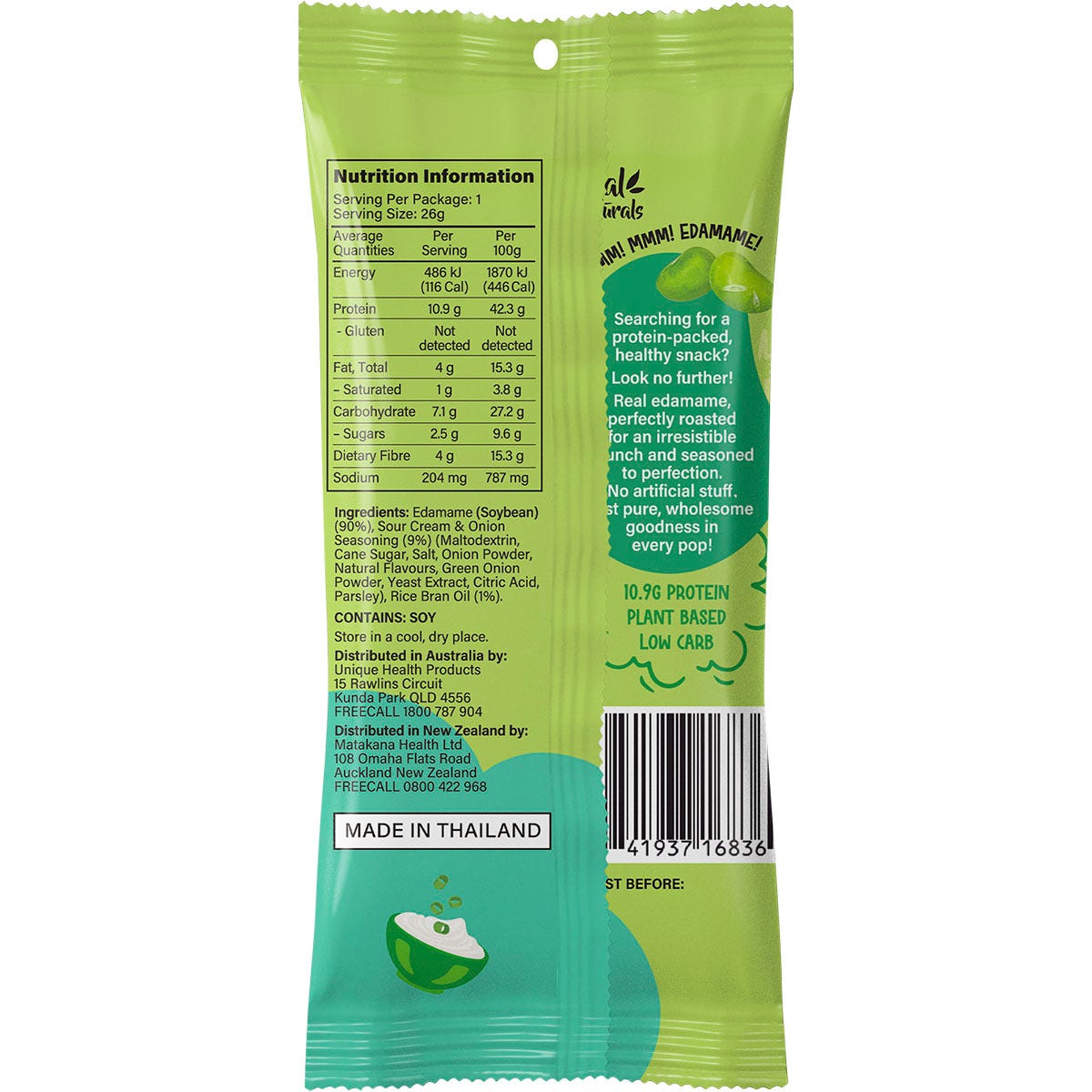 Real Naturals Protein Edamame Pops Sour Cream 10x26g