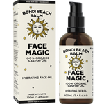 Bondi Beach Balm Face Magic 100ml amber glass bottle with a white box on a white background.