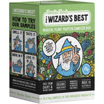 Botanika Blends The Wizard's Best Sampler Box displaying various plant protein sachet flavors on a white background.