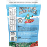 Back of a 400g tub of Botanika Blends Raspberry Plant Protein Water showing nutritional information and ingredients.