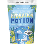 165g tub of Botanika Blends Hydration Potion Blue Lemonade with electrolytes, vitamin C, and B3 on a white background.