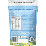 Back of Botanika Blends Blue Lemonade Hydration Potion tub showing ingredients, nutrition facts, and directions.