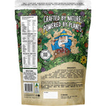 Back of a 1kg Botanika Blends Strawberries and Cream plant protein bag with nutrition facts and ingredients.