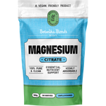 100g tub of Botanika Blends Magnesium Citrate powder with a white and green label featuring a leaf motif.